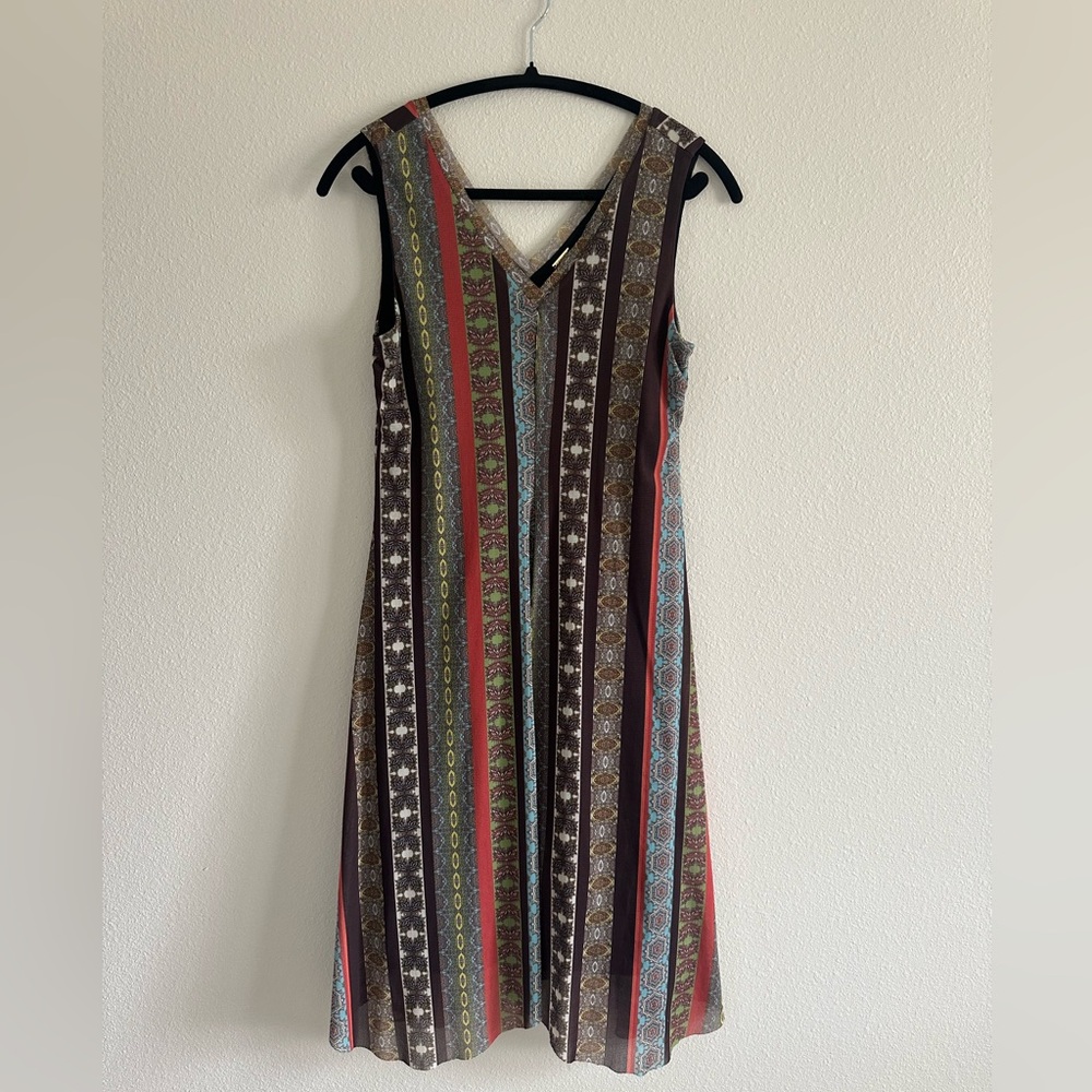T Tahari Multicolor Patterned Midi Dress